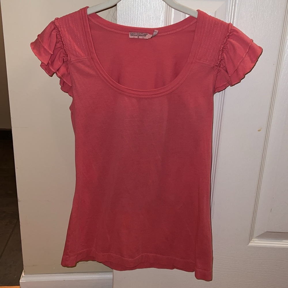 Juicy couture jersey Y2K ruffle sleeve women’s medium top EUC